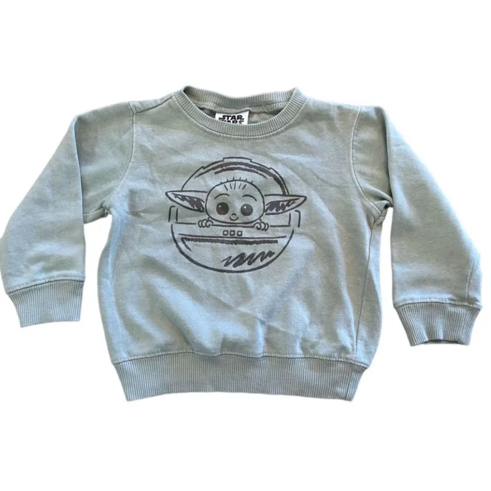 STAR WARS THE MANDALORIAN Toddler The Child Baby - Yoda Sweatshirt in Green 3T